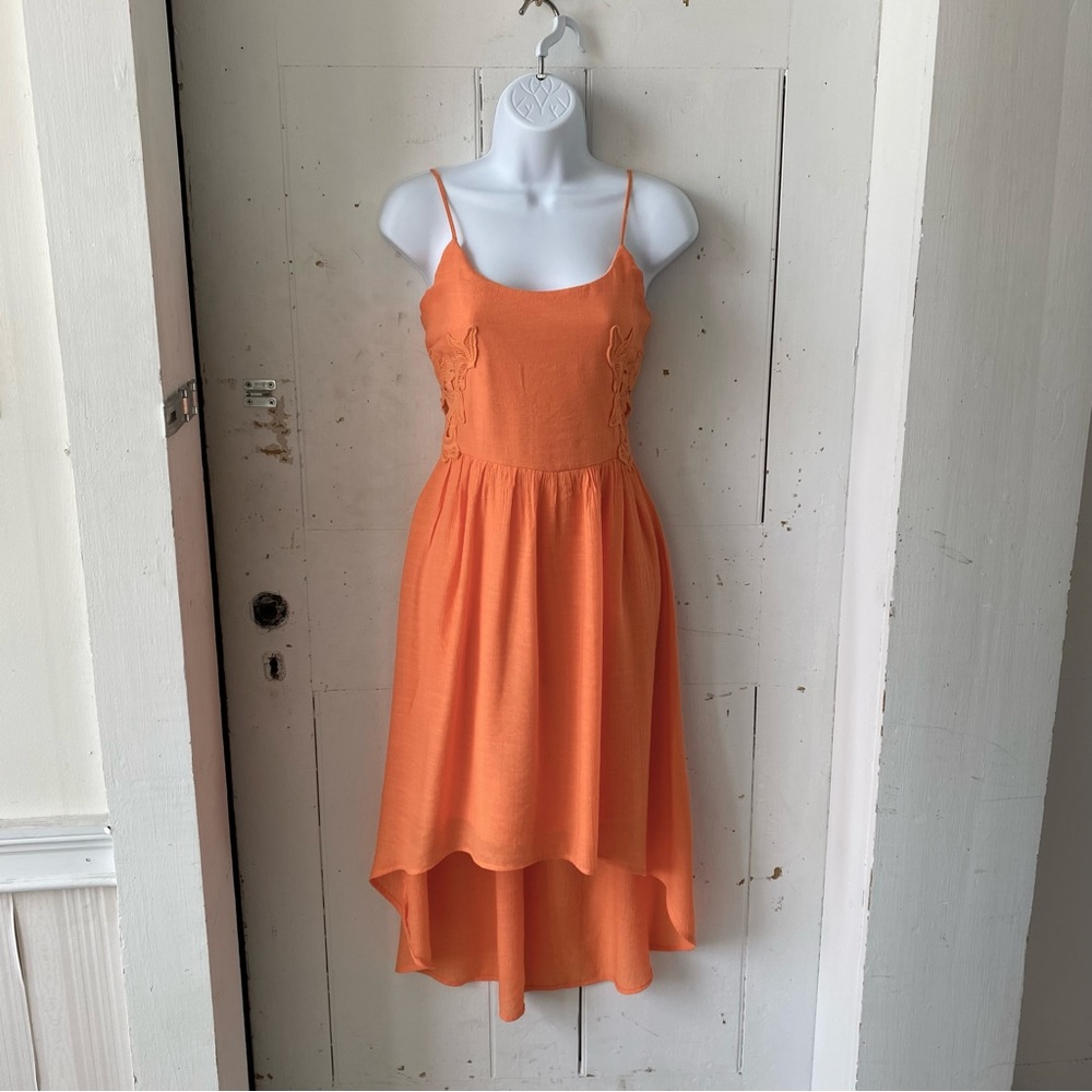 Maurices Orange High Low Lace Cut-out Sun Midi Dress